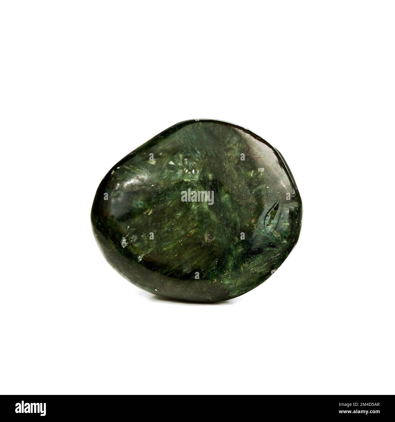 Macro gros plan photo couleur d'une ' actinolite ' polie une pierre précieuse en cristal semi-précieuse utilisée dans la thérapie de guérison de cristal Banque D'Images