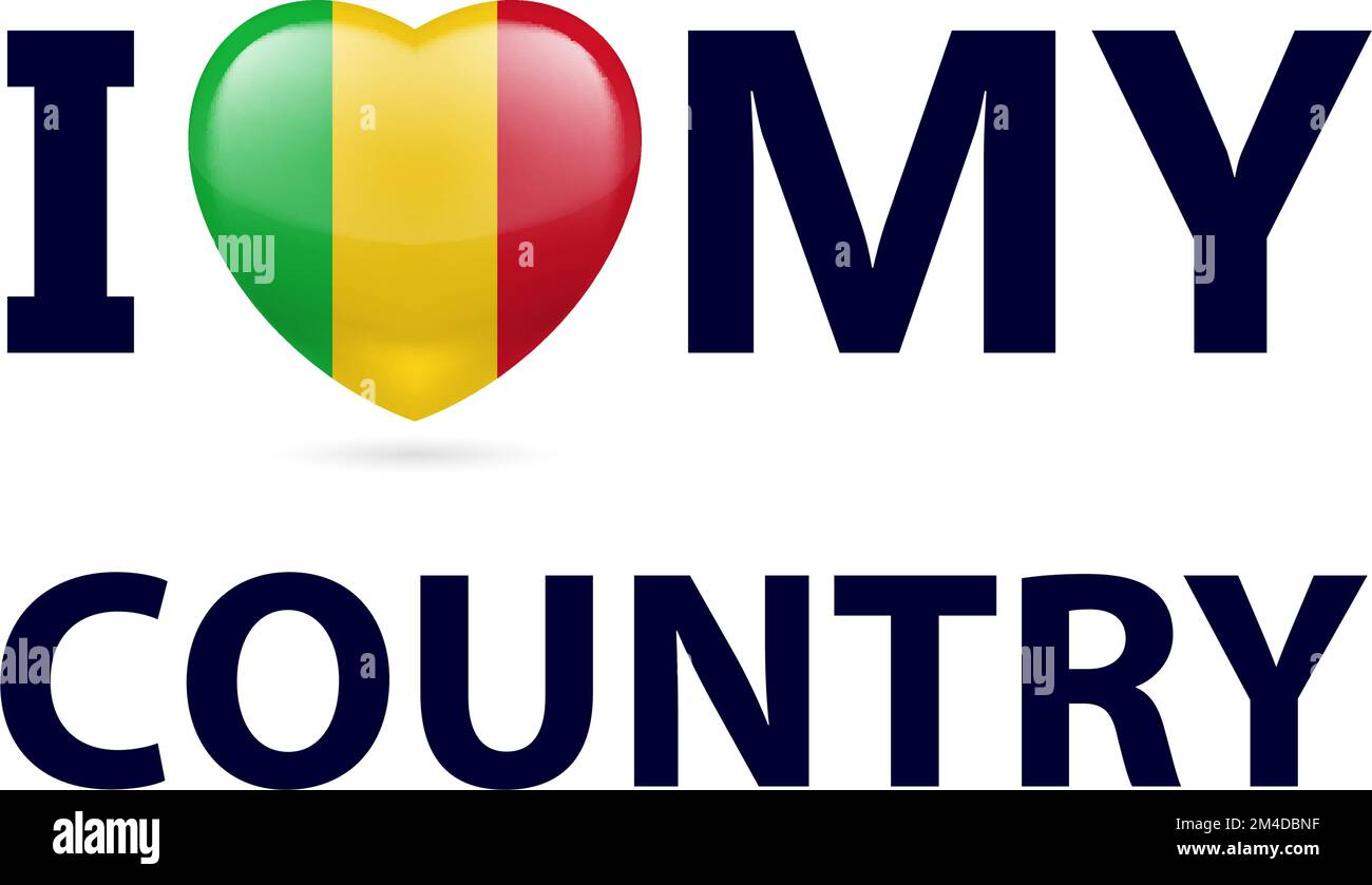 Coeur aux couleurs du drapeau malien. J'aime mon pays - Mali Illustration de Vecteur