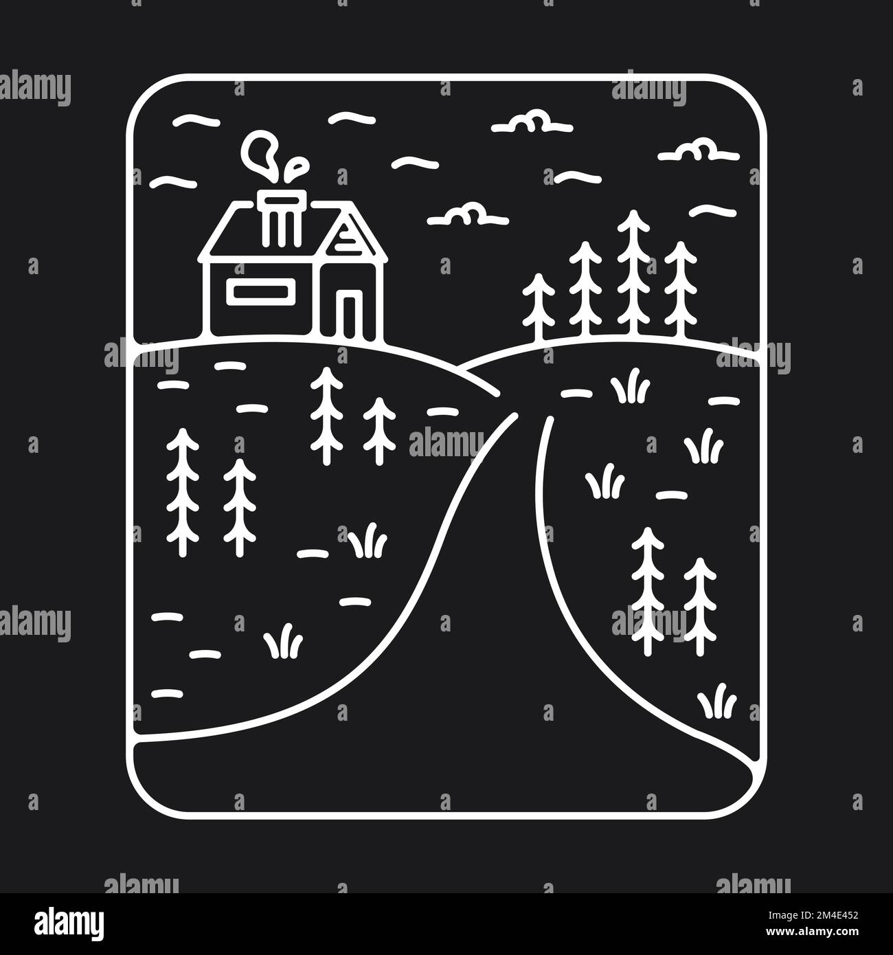 Une image minimaliste d'une route menant à une forêt Illustration de Vecteur