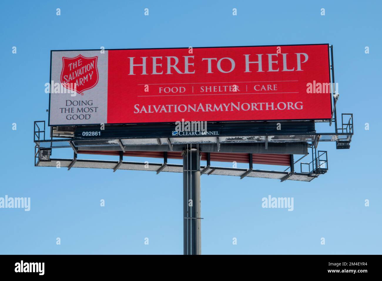 Vadnais Heights, Minnesota. La publicité de l'Armée du salut sur le panneau d'affichage local. Banque D'Images