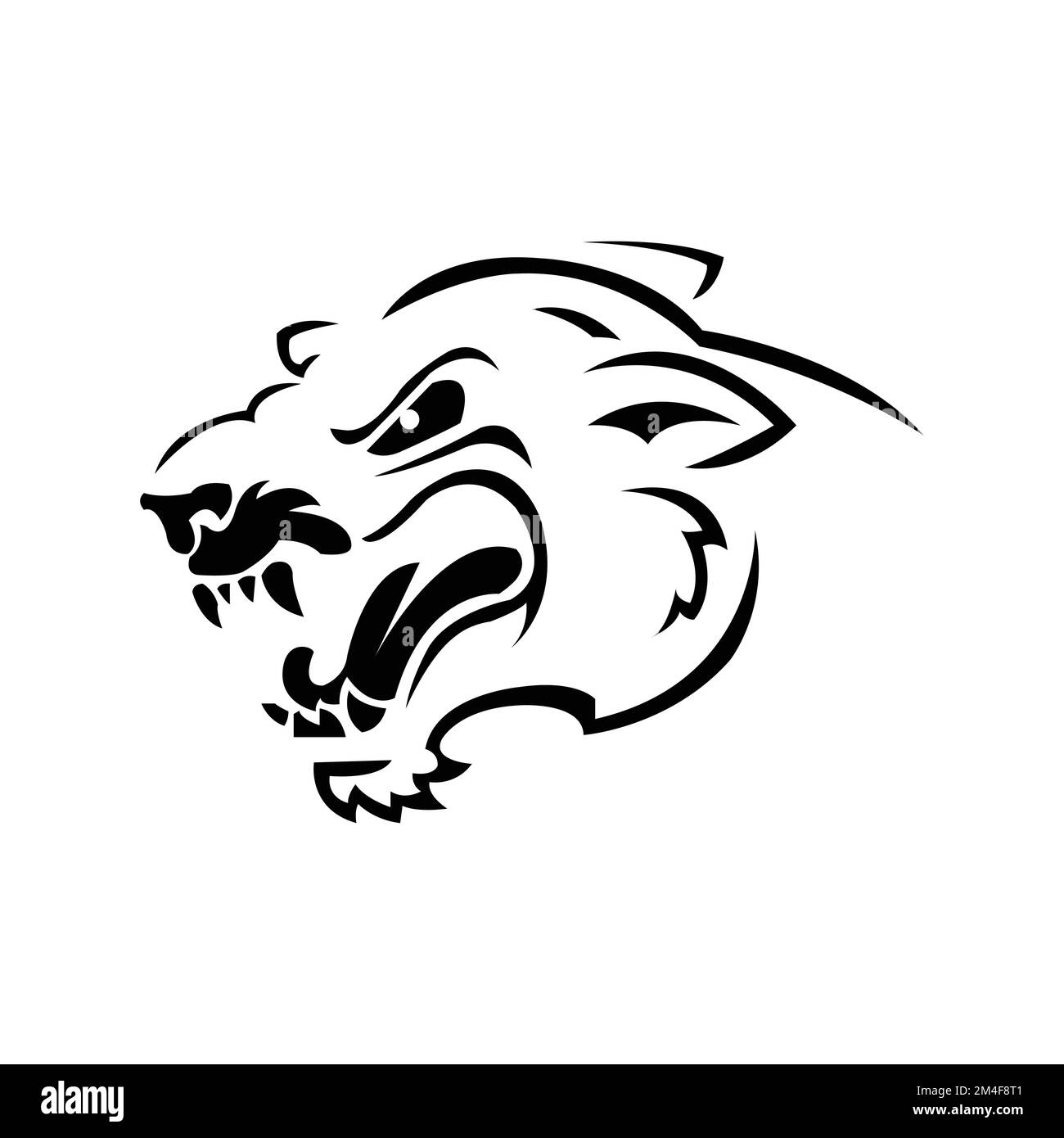 tigre logo tête noir et blanc dessin vecteur illustration modèle