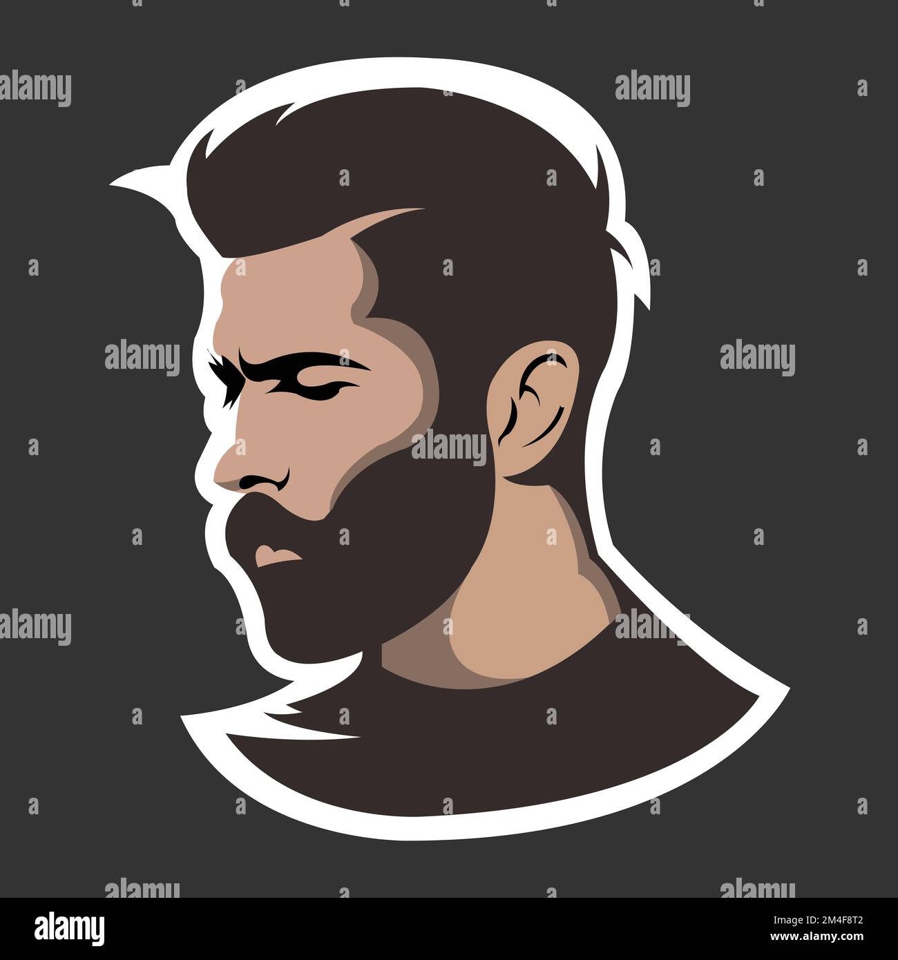 Motif barbe. Impressionnant logo homme barbu. Un homme avec le logotype de barbe.EPS 10 Illustration de Vecteur