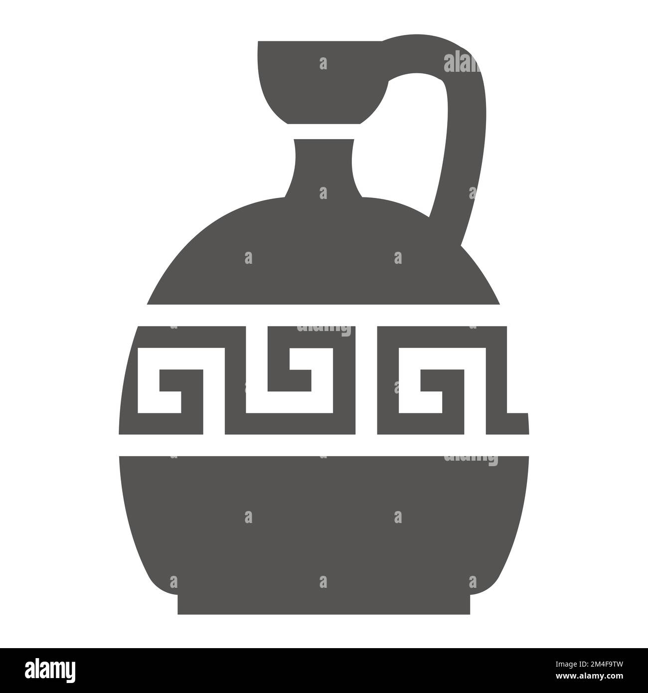 Silhouette de vase grec. Ancienne amphore et marmite avec motif méandre. Illustration de glyphe. Faïence céramique d'argile. Vecteur. Illustration de Vecteur