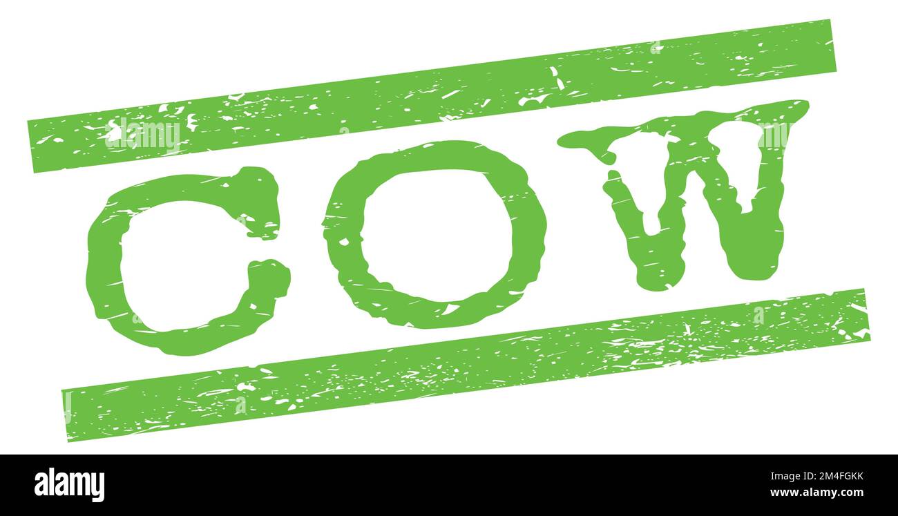 Texte DE LA VACHE inscrit sur le signe de timbre vert de lignes de grungy. Banque D'Images