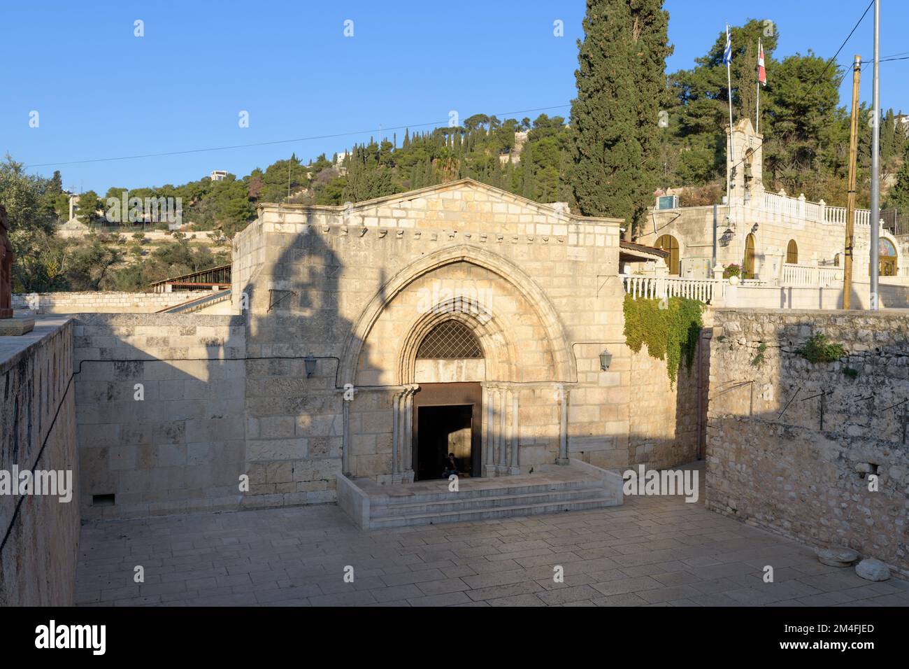 Tombe de la Vierge Marie ou église du Sépulcre de Sainte Marie. Une tombe chrétienne dans la vallée de Kidron. Mont des oliviers, Jérusalem, Israël Banque D'Images