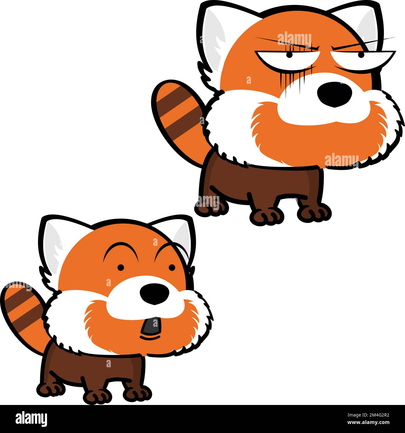 angry drôle grande tête rouge panda personnage caricatures pack d'expressions en format vectoriel Illustration de Vecteur