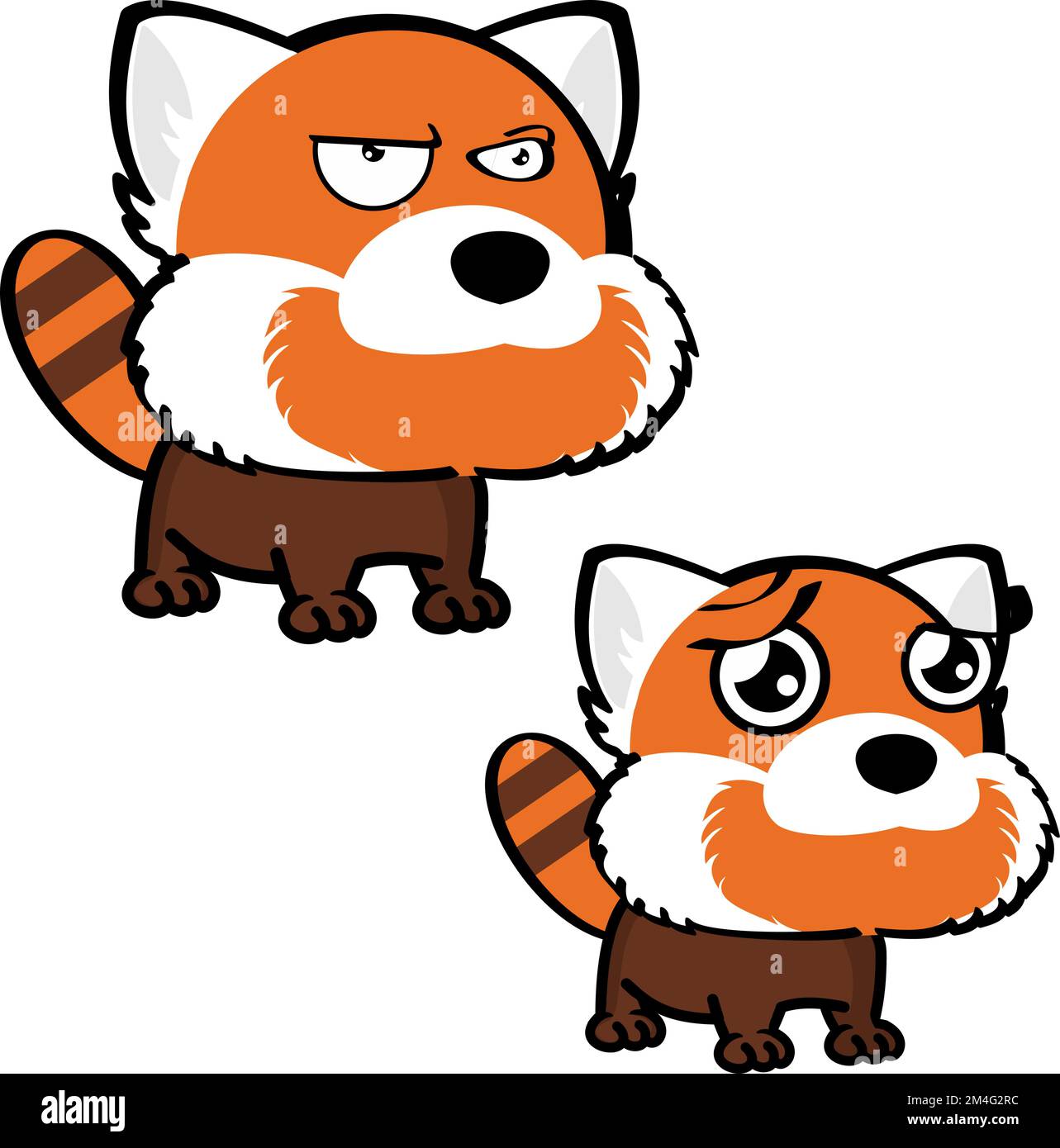 illustration de l'ensemble d'expressions de dessin animé de personnage panda rouge grumpy big head au format vectoriel Illustration de Vecteur