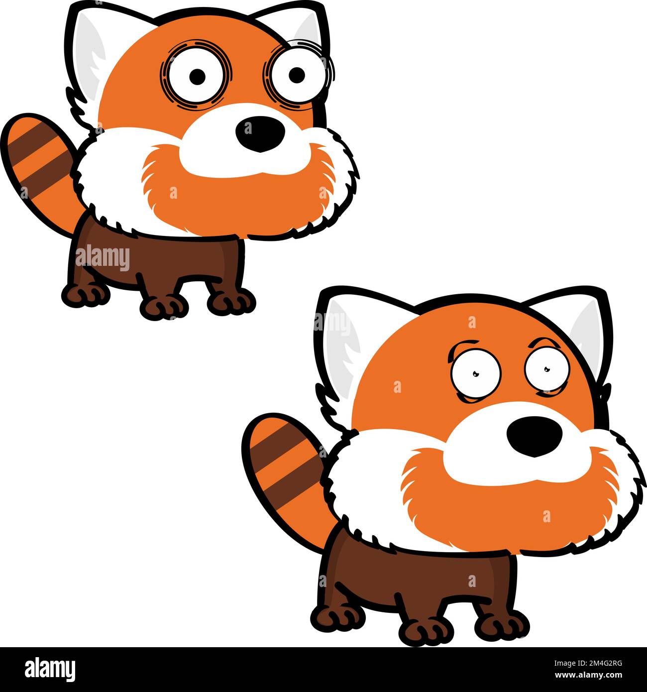 illustration surprise grand tête rouge panda personnage caricature pack expressions au format vectoriel Illustration de Vecteur