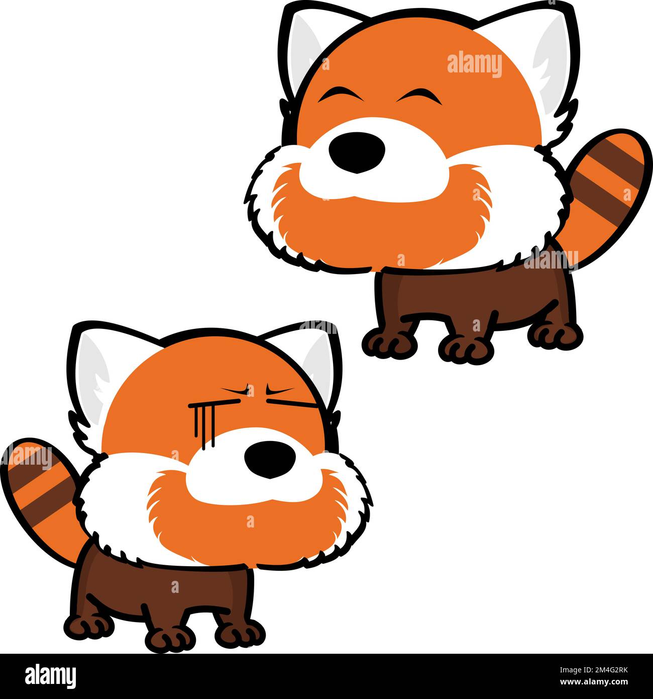 illustration de l'emballage des expressions de dessin animé de petit gros caractères panda rouge au format vectoriel Illustration de Vecteur