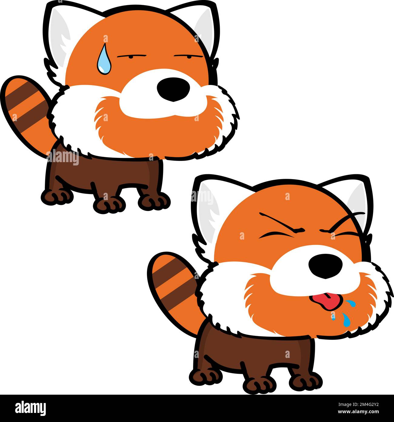 drôle de tête de grande rouge panda caractère caricature expressions pack illustration en format vectoriel Illustration de Vecteur