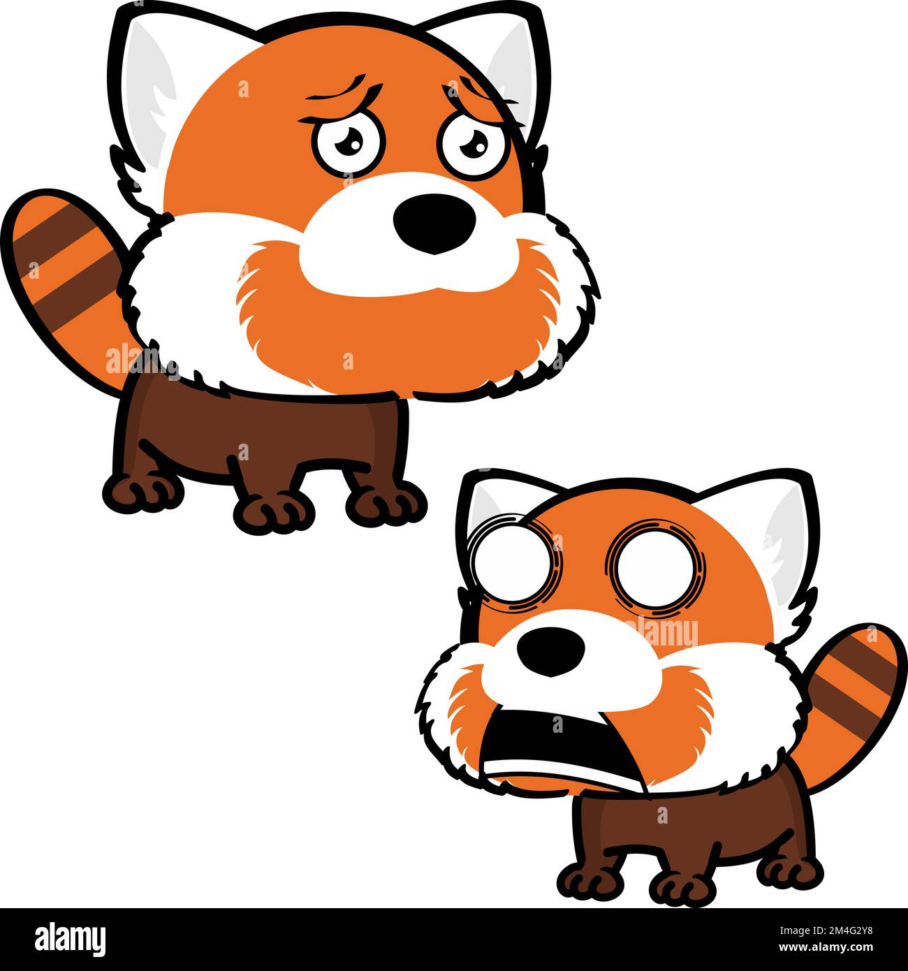 illustration de l'ensemble d'expressions de dessin animé de personnage panda rouge à tête large et douce au format vectoriel Illustration de Vecteur