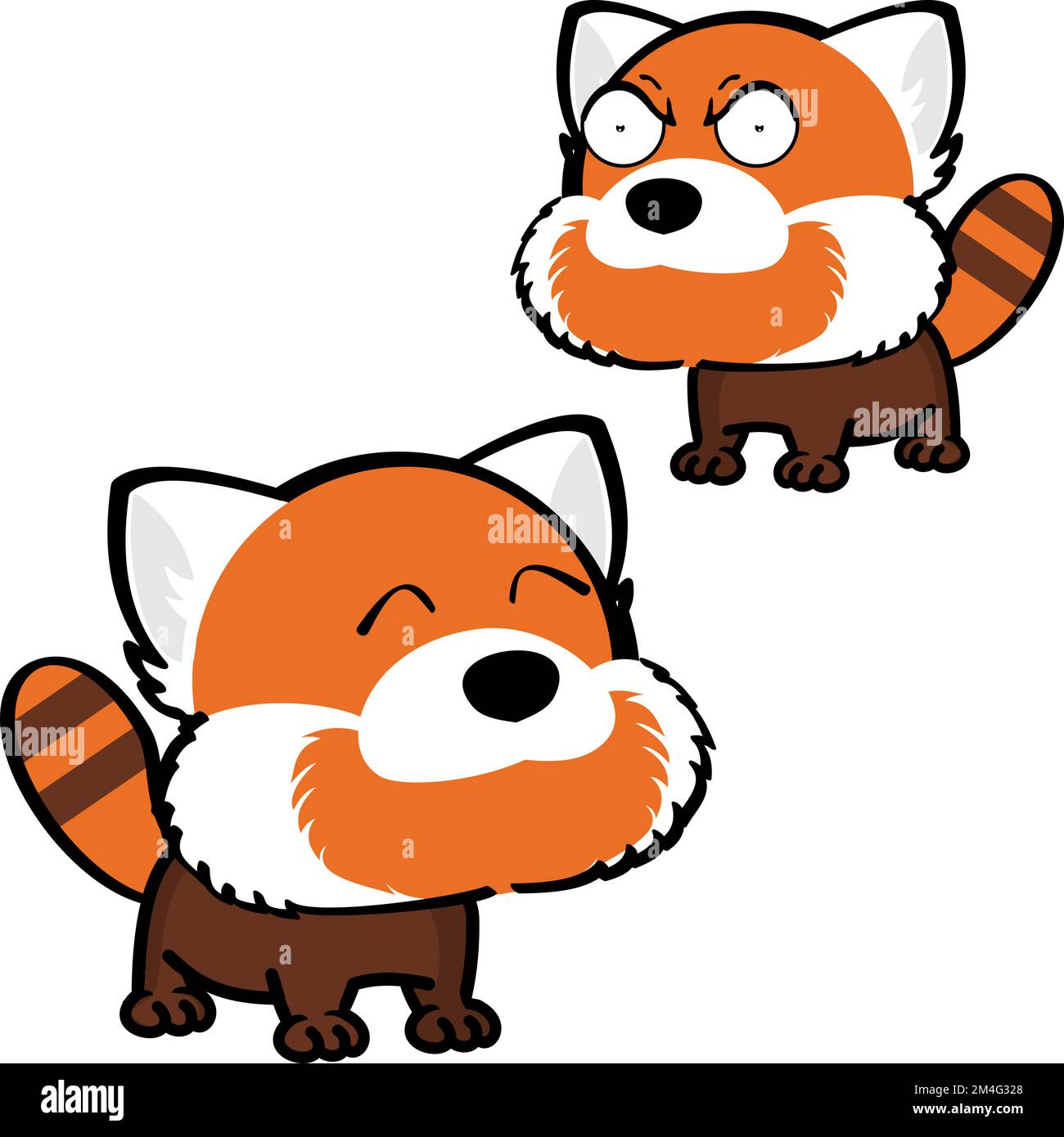 illustration du pack d'expressions de dessin animé de personnage panda rouge à tête large et heureuse au format vectoriel Illustration de Vecteur