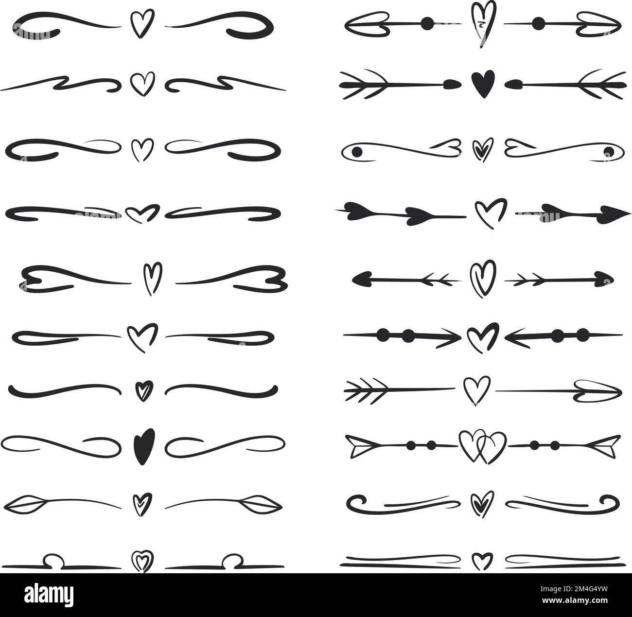 Jeu de séparateurs de texte, dessin à la main Illustration de Vecteur