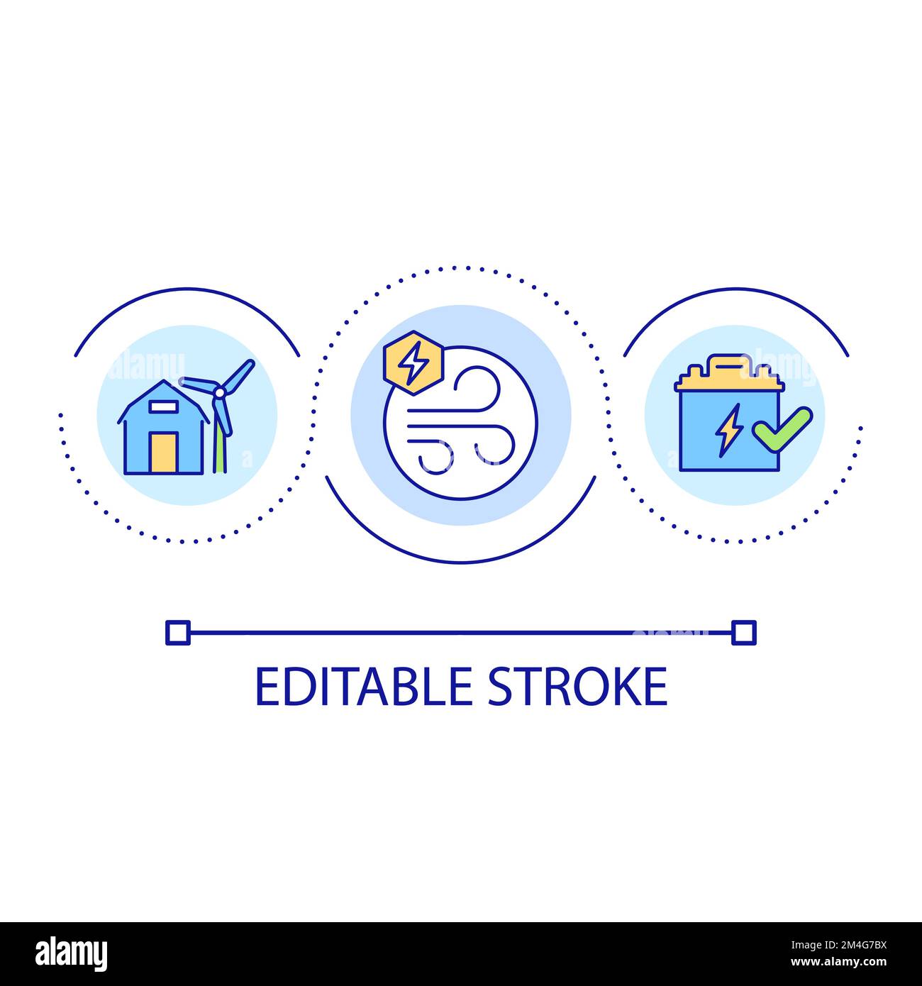 Icône de concept de système électrique éolien pour boucle domestique Illustration de Vecteur