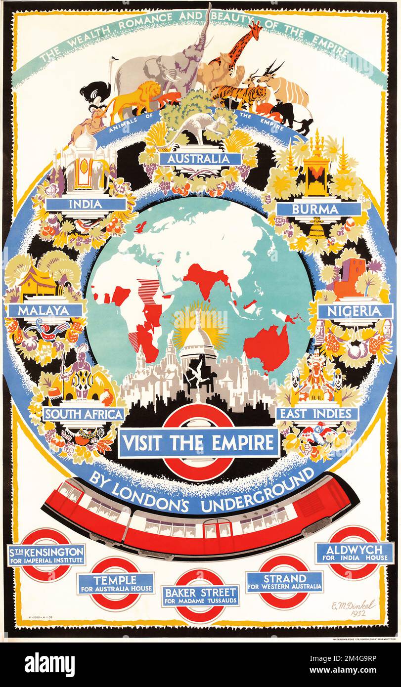 Affiche du métro de Londres - VISITEZ L'EMPIRE, 1933 Banque D'Images