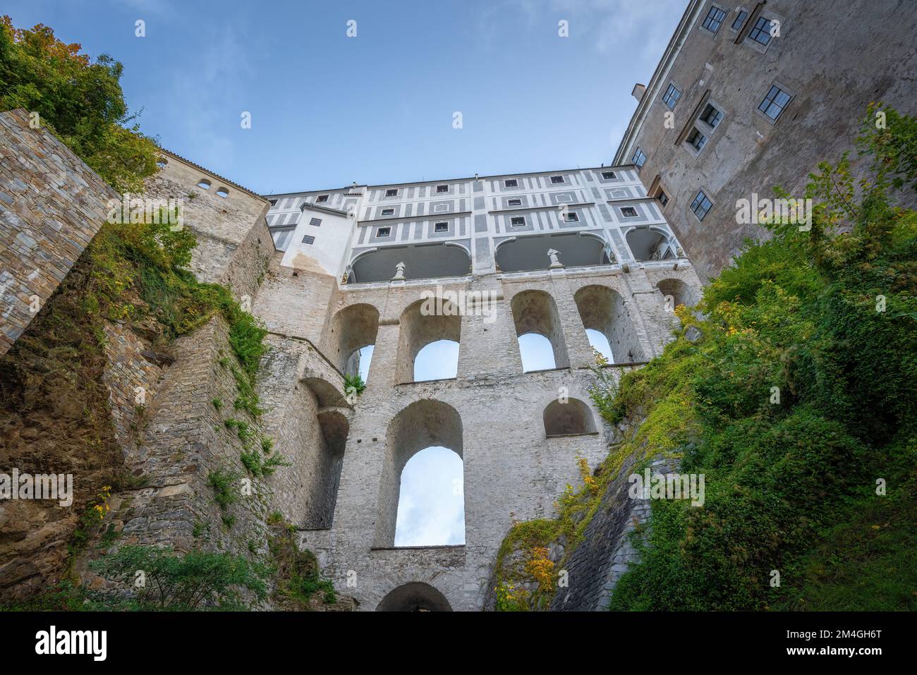 Pont en cloak voûté - Cesky Krumlov, République Tchèque Banque D'Images