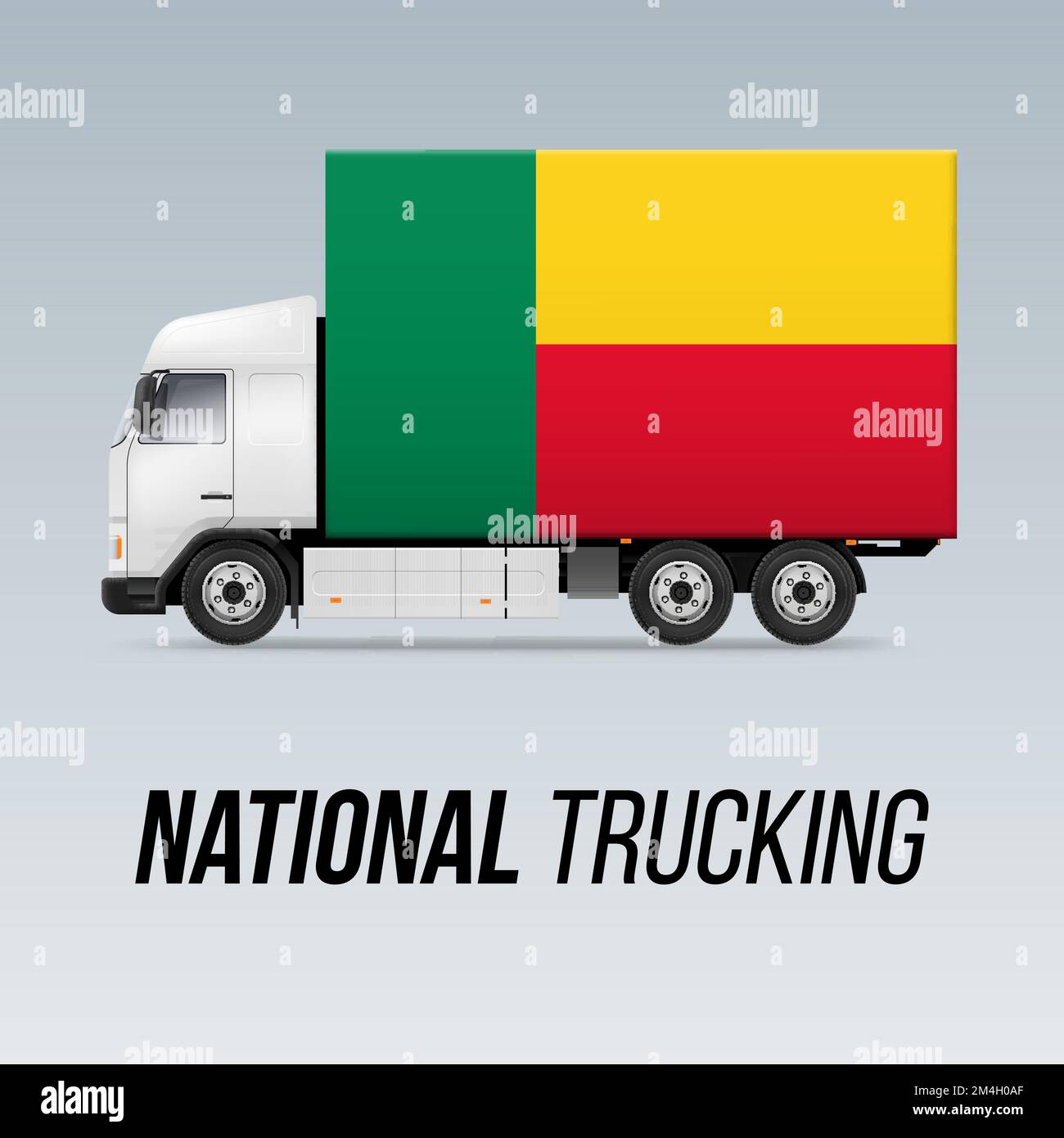 Symbole de camion de livraison nationale avec drapeau du Bénin. Icône nationale de camionnage et drapeau béninois Illustration de Vecteur