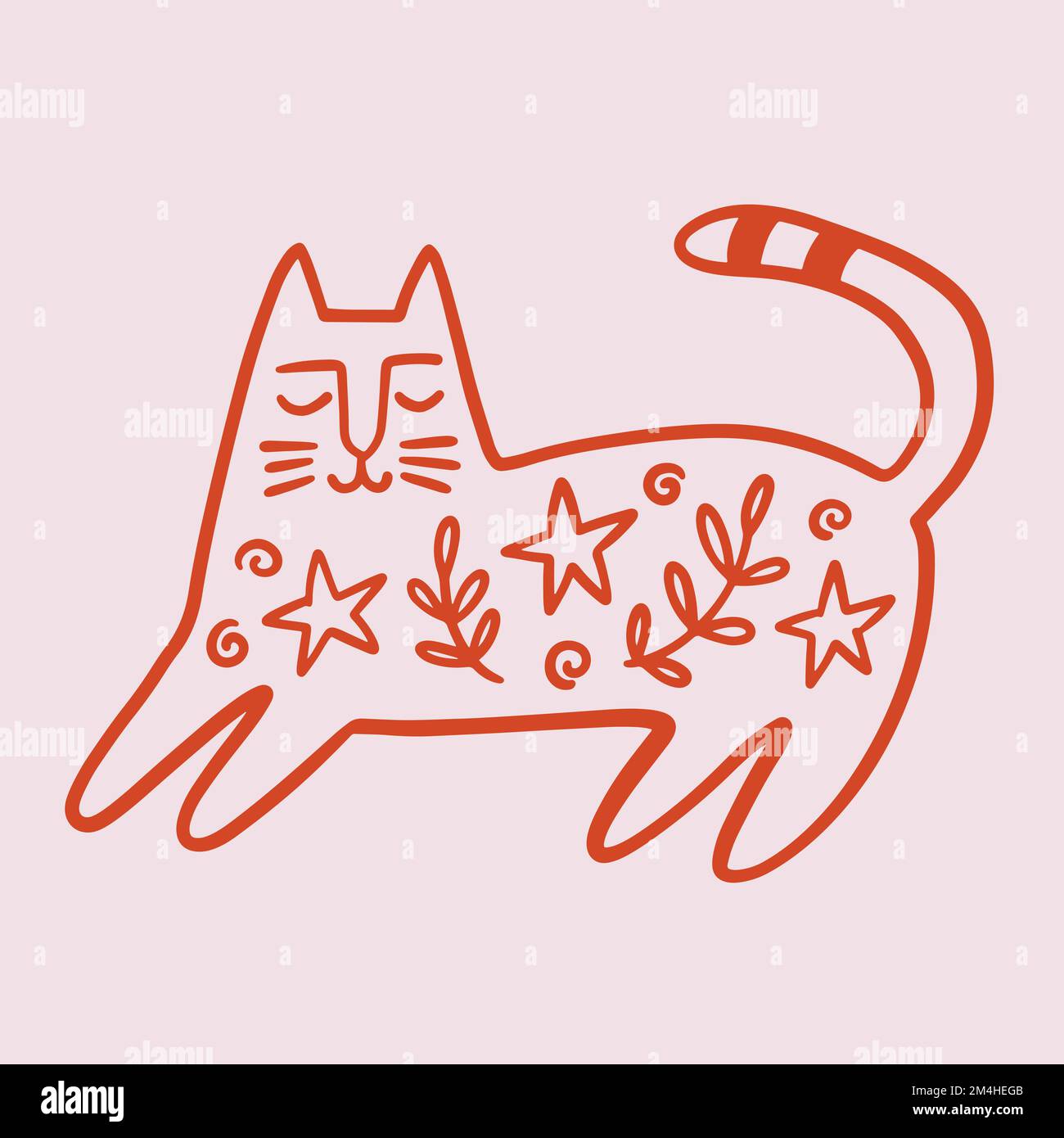 Chat artistique de style rétro Illustration de Vecteur