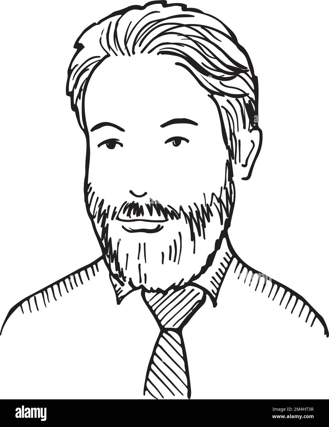 Portrait d'homme d'âge moyen. Esquisse à tête mâle Illustration de Vecteur