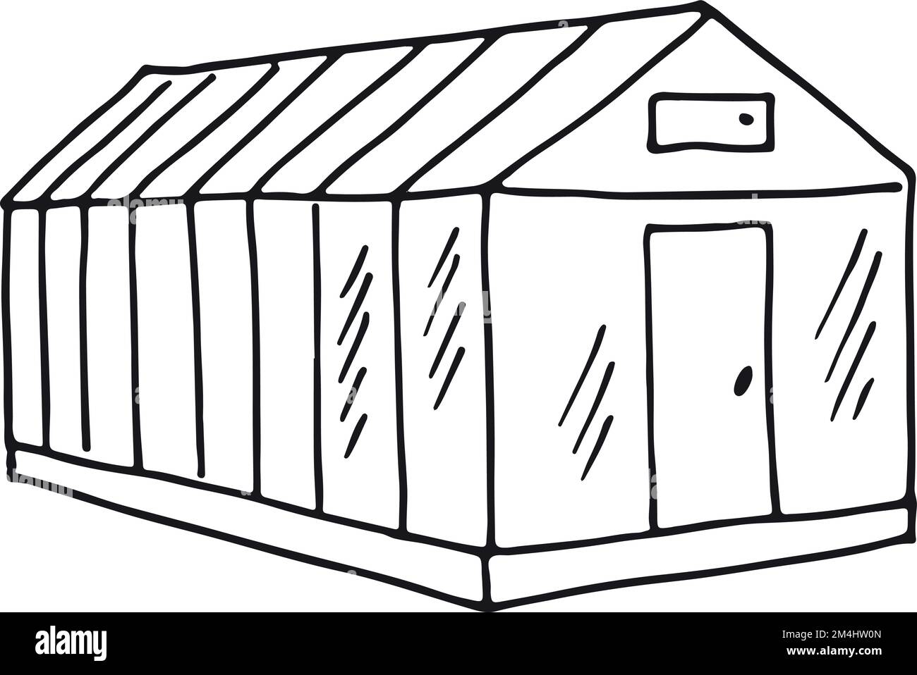 Icône d'esquisse de serre. Dessin de bâtiment de ferme de serre Illustration de Vecteur