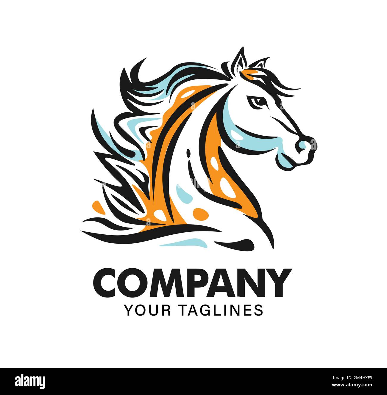 Une tête de cheval colorée comme un logo de compagnie. Illustration de Vecteur