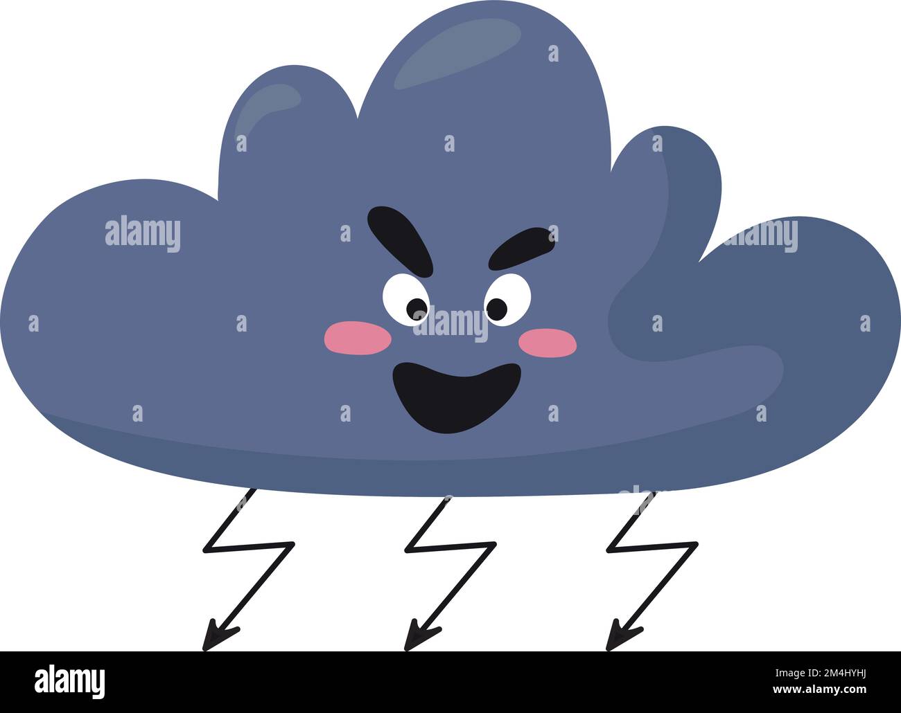 Personnage de nuage en colère. Icône orage. Beau temps Illustration de Vecteur