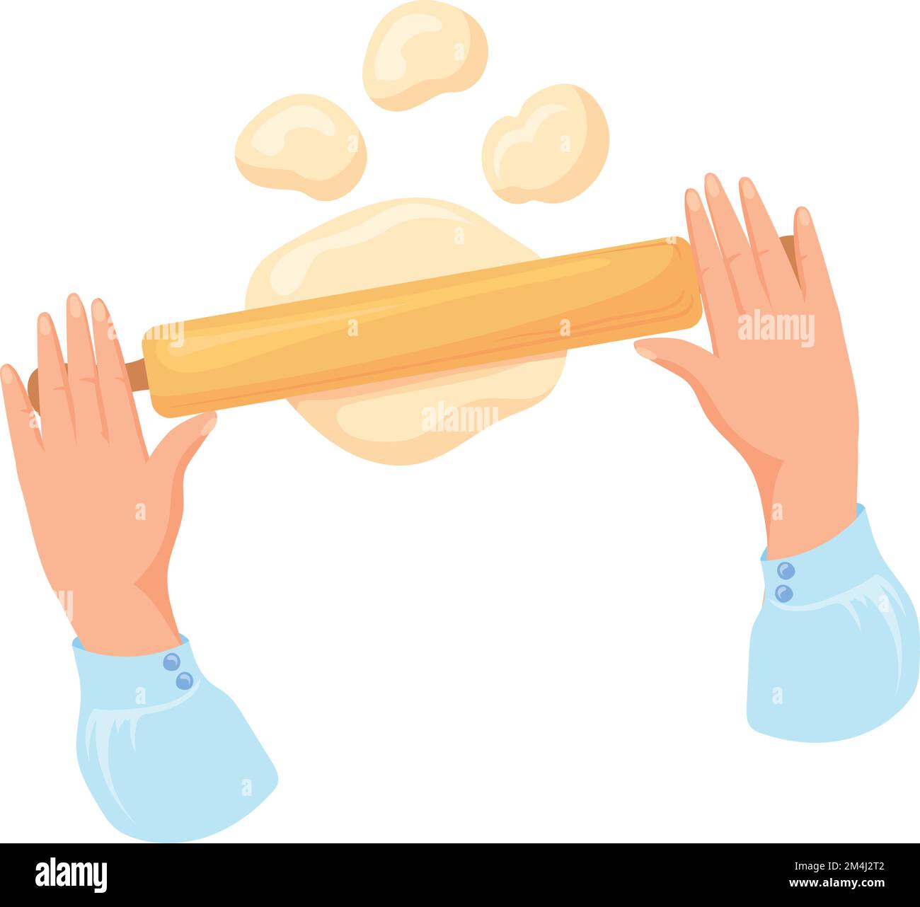 Broche roulante sur la pâte. Icône de dessin animé de préparation à la cuisson des biscuits isolée sur fond blanc Illustration de Vecteur