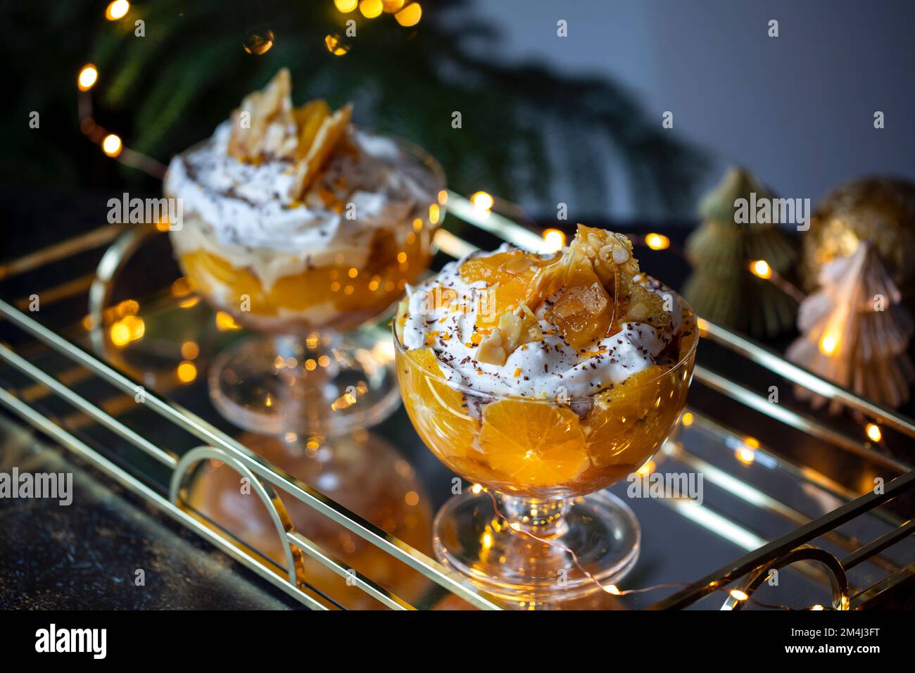 Trifle de Noël à l'orange et à la crème Banque D'Images