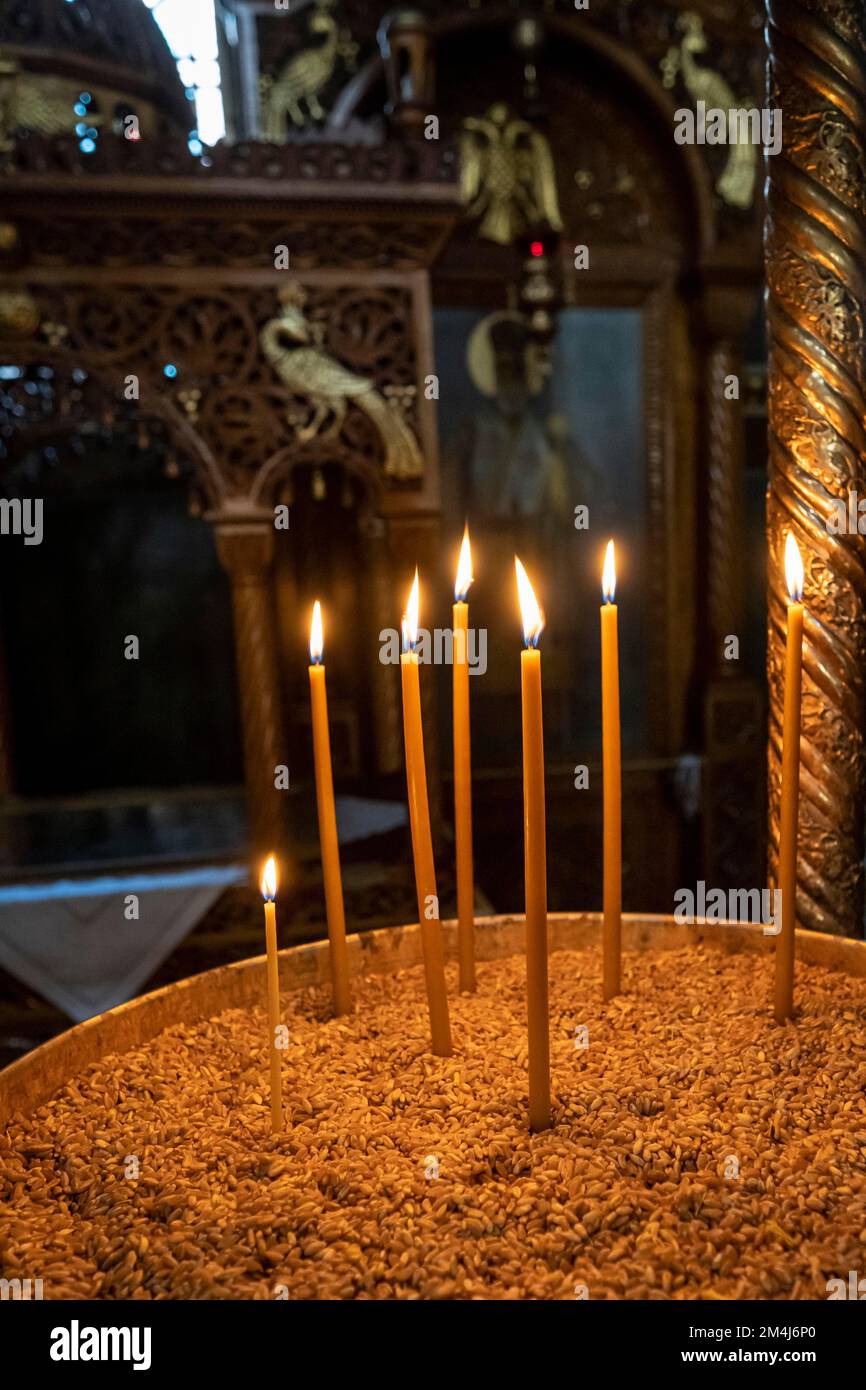 Cathédrale de l'Annonciation, Eglise orthodoxe grecque, intérieur décoré, Athènes, Grèce Banque D'Images