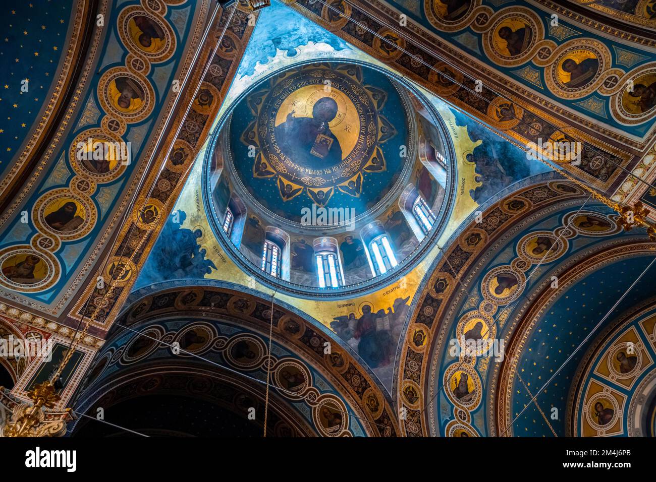 Cathédrale de l'Annonciation, Eglise orthodoxe grecque, intérieur décoré, Athènes, Grèce Banque D'Images