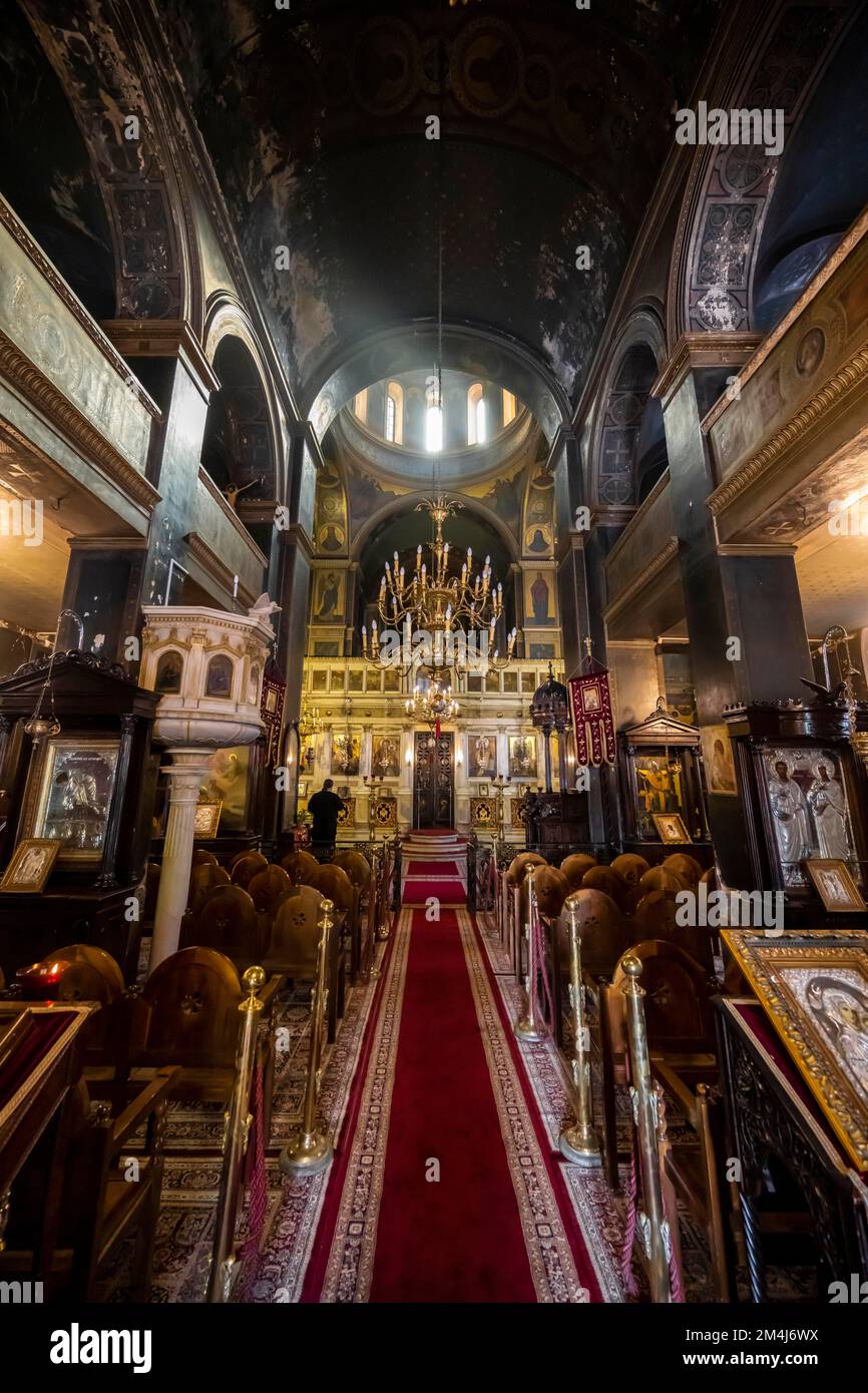 Cathédrale de l'Annonciation, Eglise orthodoxe grecque, intérieur décoré, Athènes, Grèce Banque D'Images