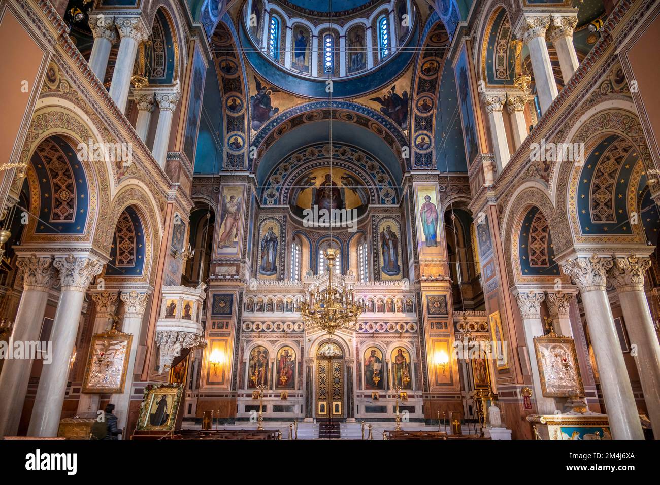 Cathédrale de l'Annonciation, Eglise orthodoxe grecque, intérieur décoré, Athènes, Grèce Banque D'Images