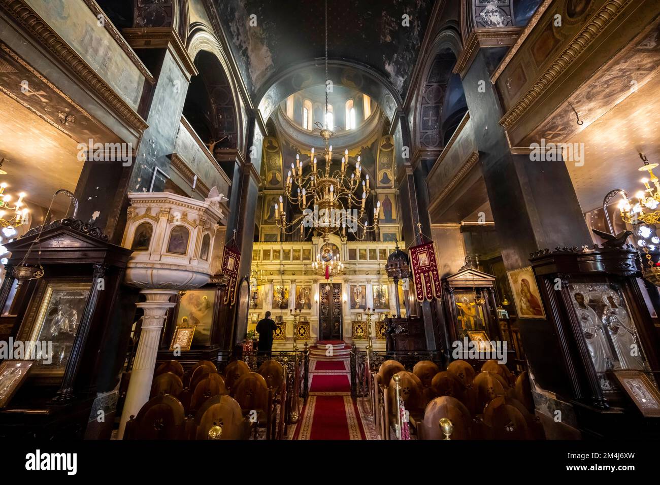 Cathédrale de l'Annonciation, Eglise orthodoxe grecque, intérieur décoré, Athènes, Grèce Banque D'Images
