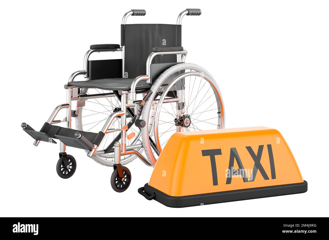 Panneau de taxi avec fauteuil roulant. 3D rendu isolé sur fond blanc Banque D'Images