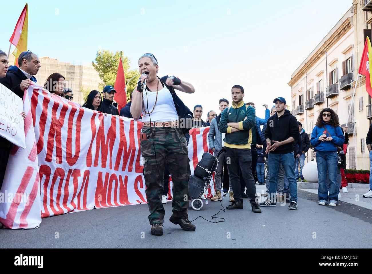 Palerme, Sicile, Italie. 21st décembre 2022. Protestation du château de la Zisa au Palazzo d