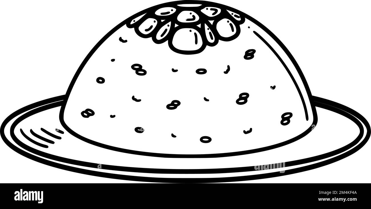 Illustration huit Treasure Rice Vector, Rice Pudding. Chinois du nouvel an dessert ba bao ventilateur dans le style Doodle. Illustration de Vecteur