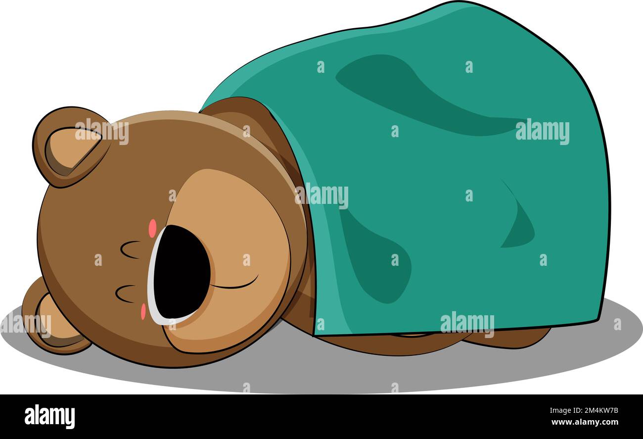 un ours en peluche mignon s'est couvert d'une couverture et a décidé de faire une pause après une promenade Illustration de Vecteur