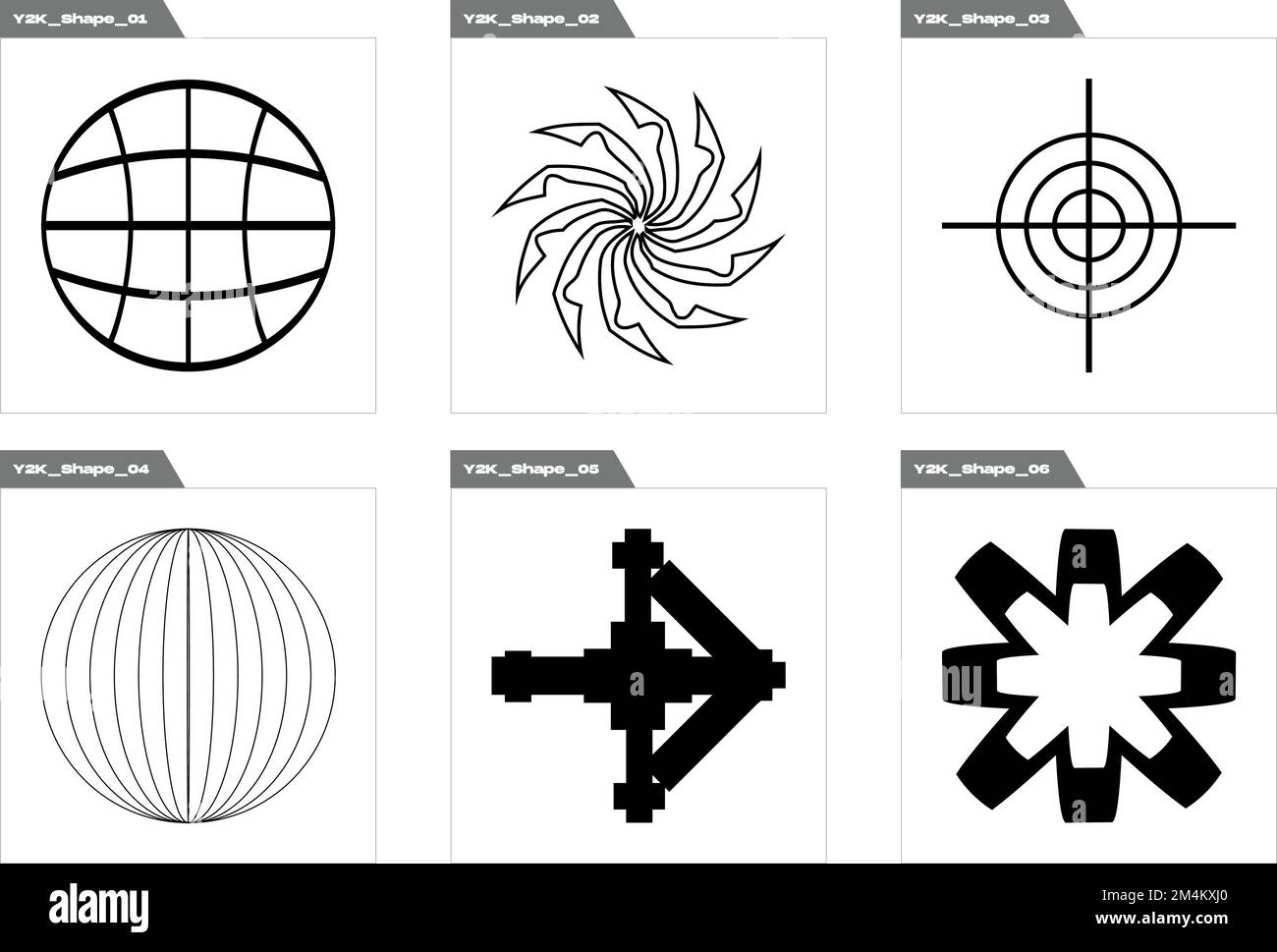 Éléments futuristes rétro pour le design. Grand ensemble d'objets rétro pour le design. Éléments pour la décoration graphique. Illustration de Vecteur