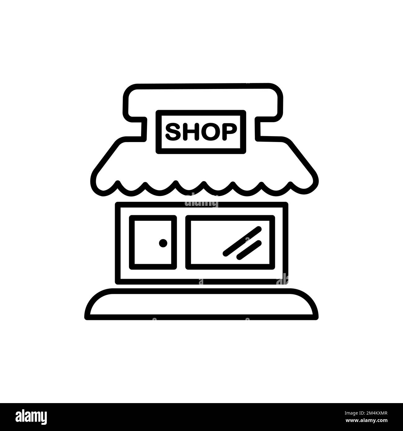 Des panneaux à lignes fines pour le logo du design, la carte de visite, etc Un seul symbole de contour de haute qualité pour la conception Web ou l'application mobile. Pictogramme du contour du magasin. Illustration de Vecteur