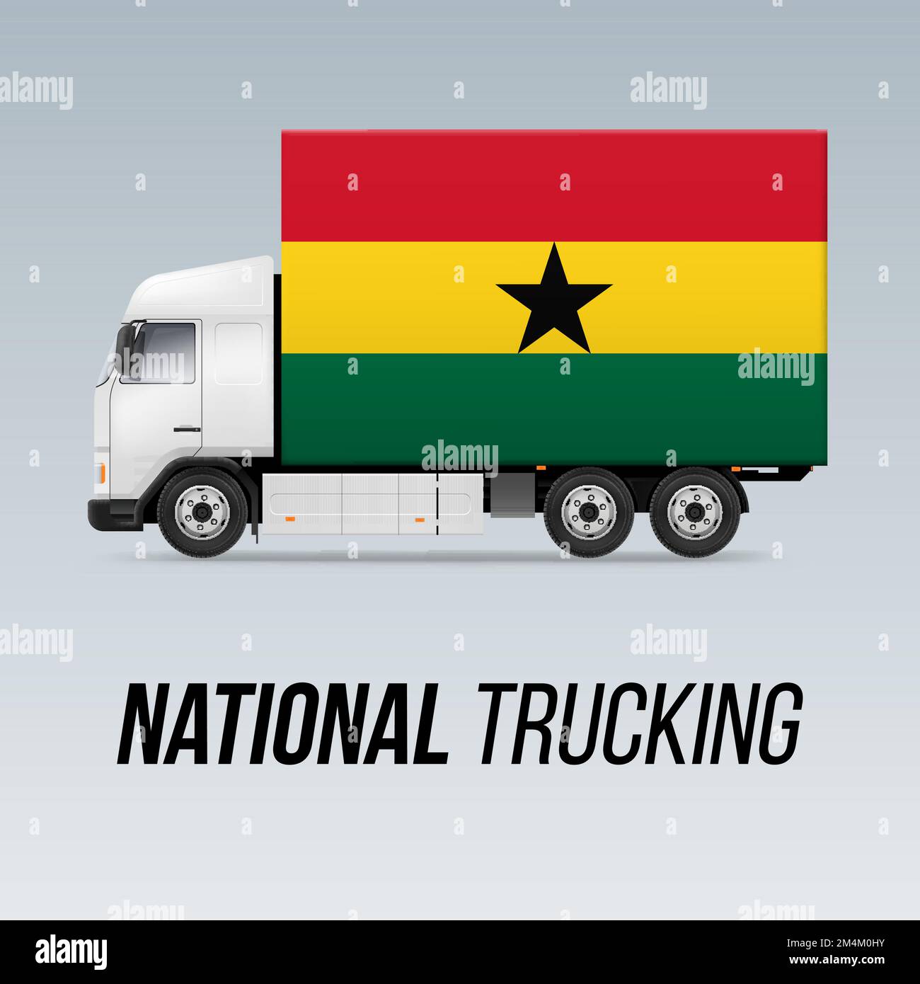 Symbole de camion de livraison nationale avec drapeau du Ghana. Icône du camionnage national et drapeau ghanéen Illustration de Vecteur