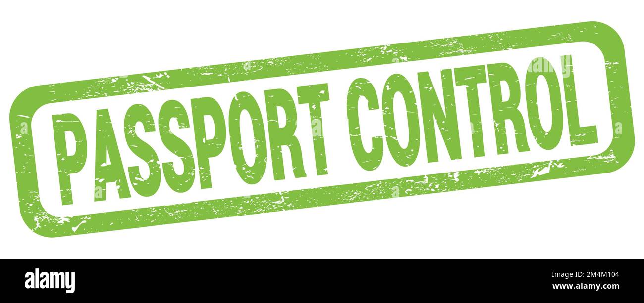 Le texte DE CONTRÔLE DU PASSEPORT est inscrit sur l'enseigne rectangulaire verte. Banque D'Images