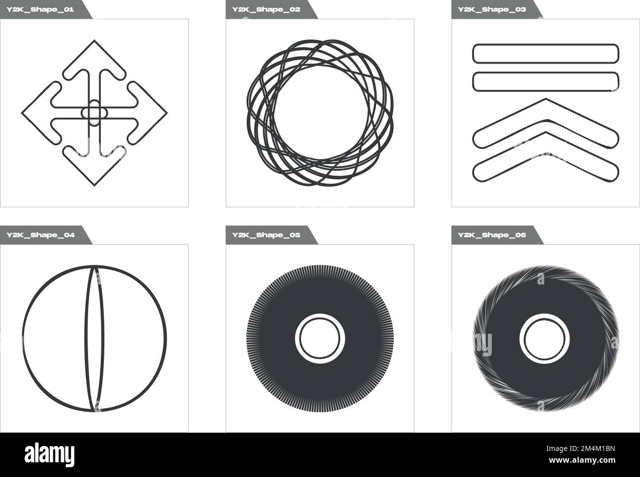 Éléments futuristes rétro pour le design. Grand ensemble d'objets rétro pour le design. Éléments pour la décoration graphique. Illustration de Vecteur