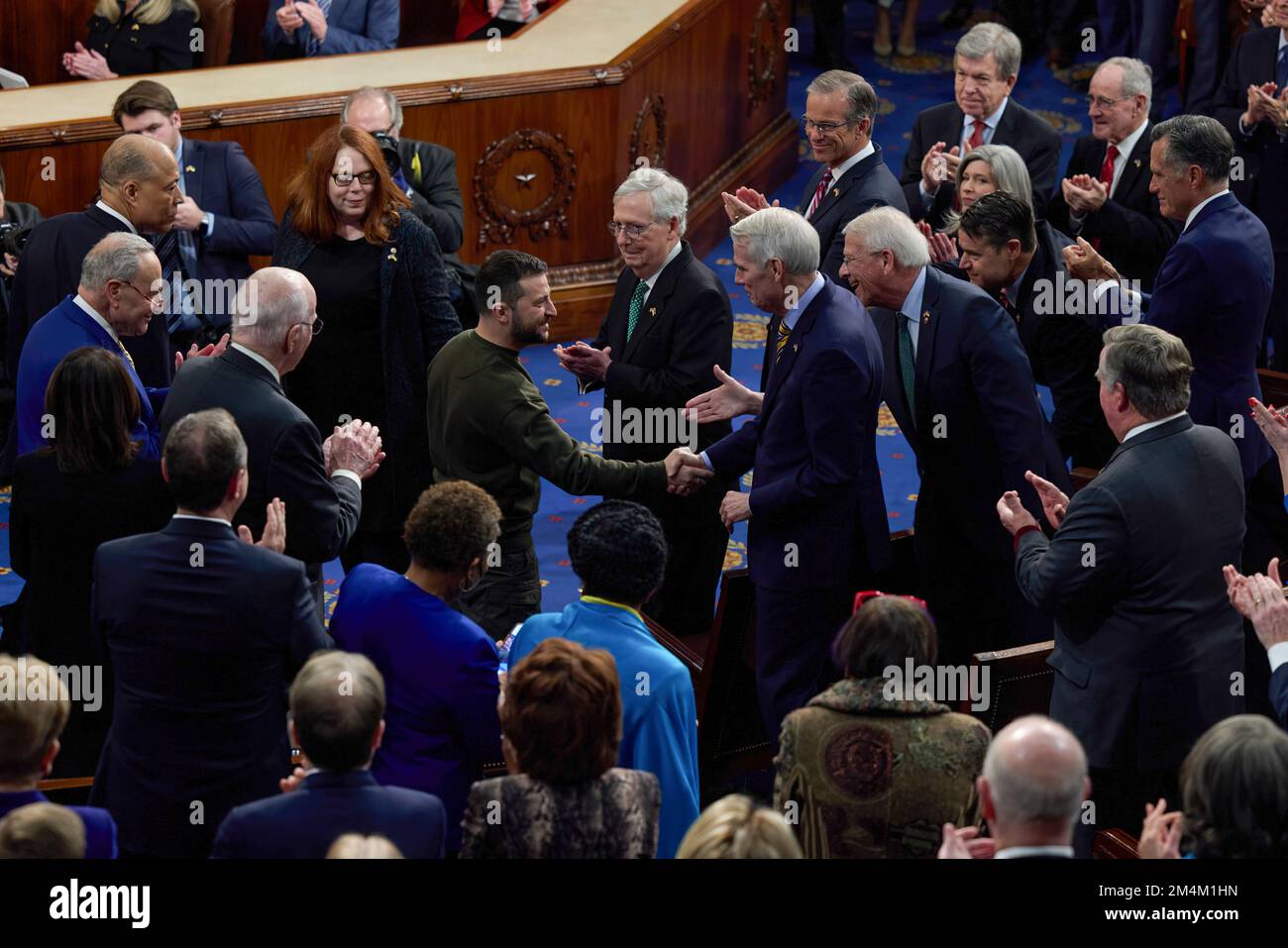 Le président ukrainien Volodymyr Zelensky s’est rendu en visite avec le président américain Joe Biden, le secrétaire d’État Tony Blinken, la présidente de la Chambre des représentants Nancy Pelosi, le vice-président Kamala Harris, et s’est adressé à une réunion conjointe du Congrès américain. Photo: Bureau présidentiel de l'Ukraine Banque D'Images