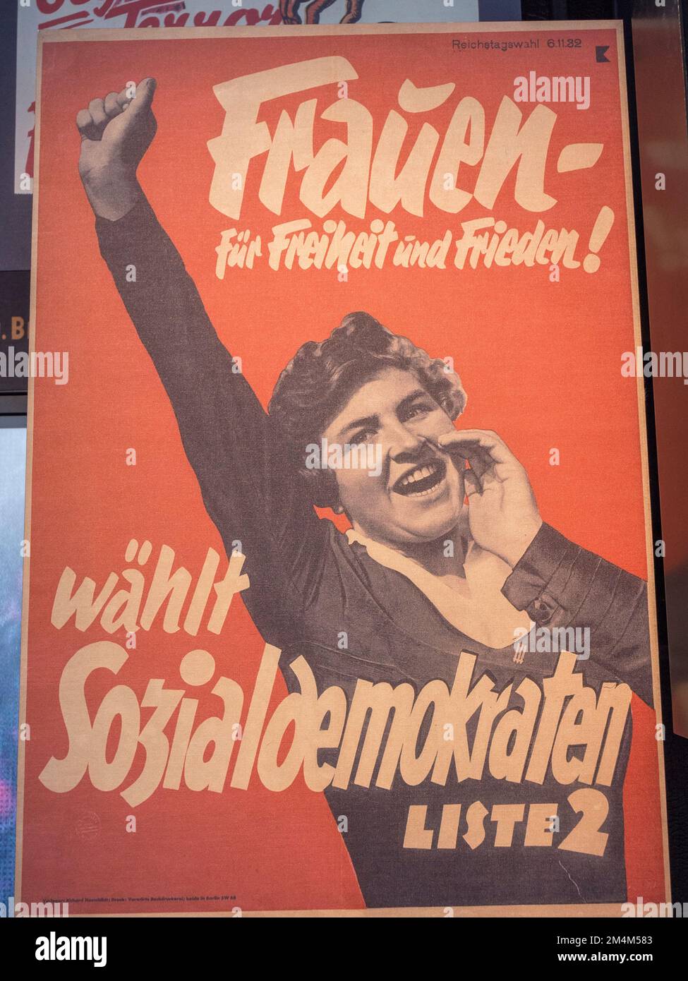 'Frauen, fur Freiheit und Frieden!' Une affiche de propagande appelant les autres à voter social-démocrate, Hoholocauste Galleries, Imperial War Museum, Londres, Banque D'Images