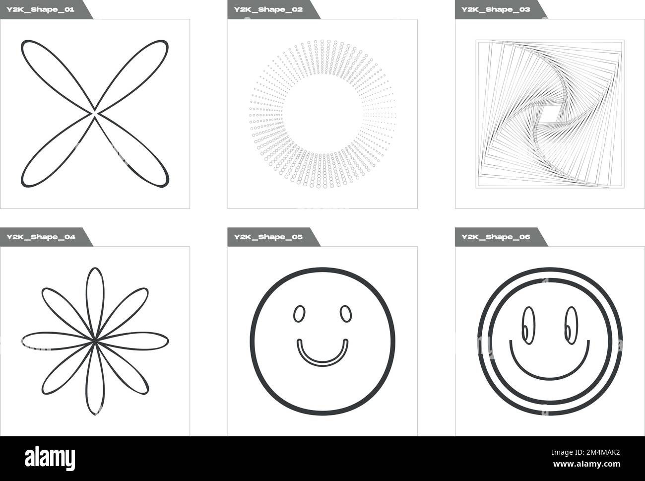 Éléments futuristes rétro pour le design. Grand ensemble d'objets rétro pour le design. Éléments pour la décoration graphique. Illustration de Vecteur