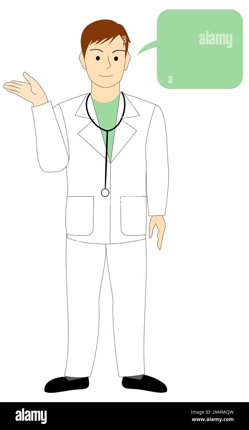 Un médecin mâle, vétérinaire donnant un conseil avec ballon de parole Banque D'Images