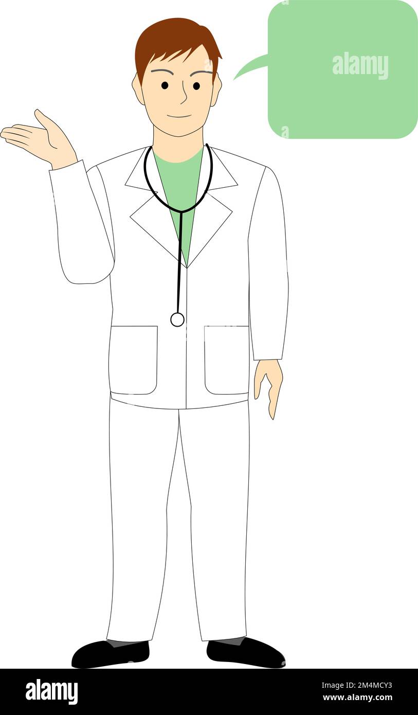 Un médecin mâle, vétérinaire donnant un conseil avec ballon de parole Banque D'Images