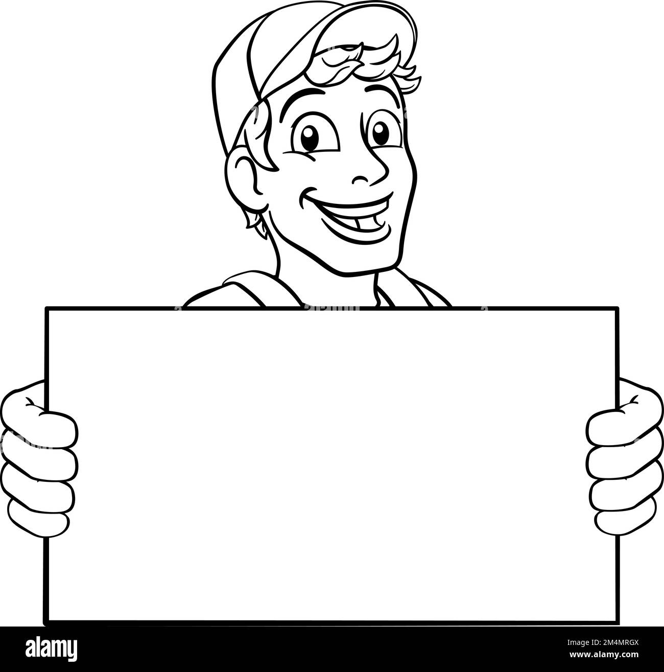 Caricature de bricoleur Construction Gardien Man Illustration de Vecteur