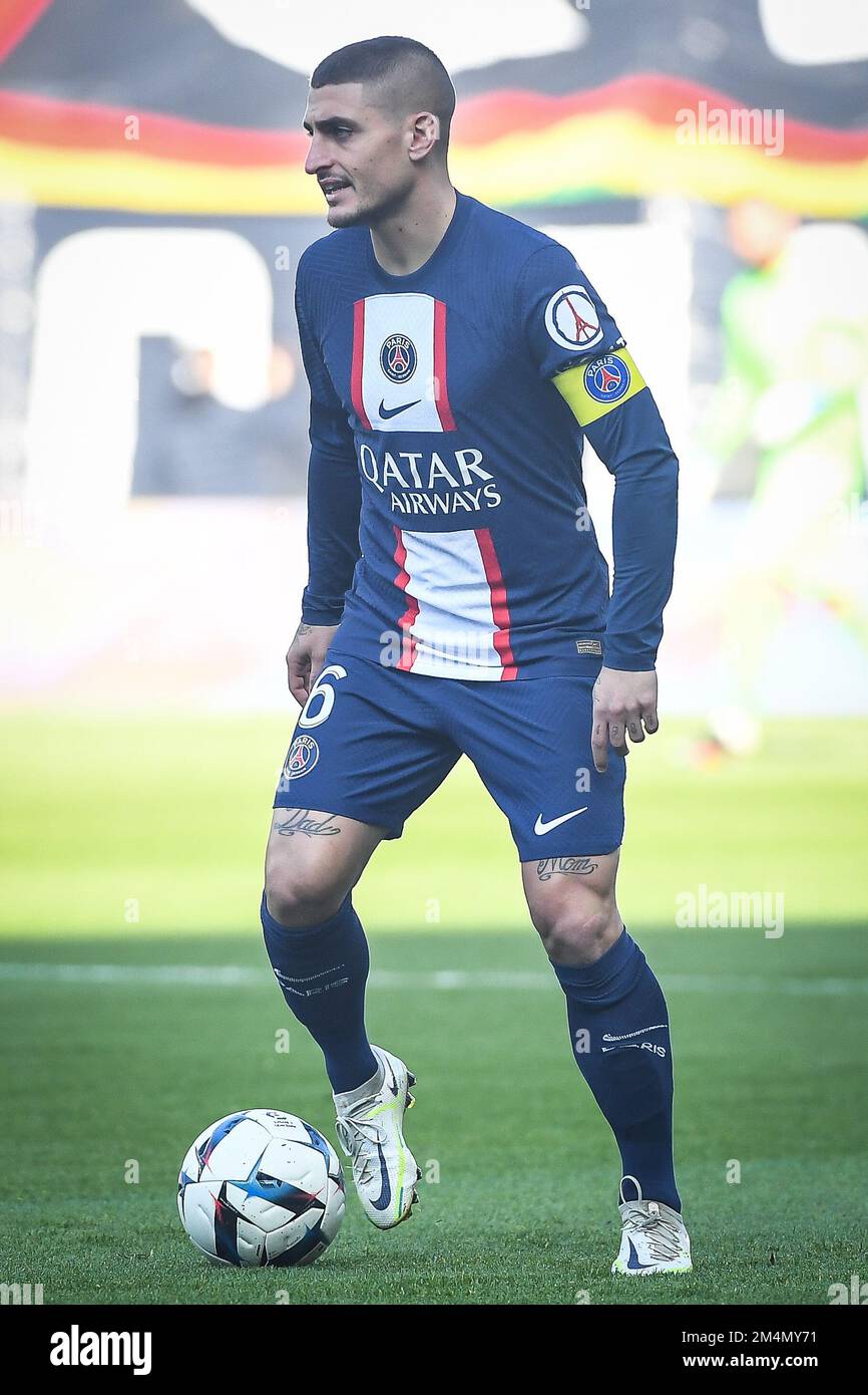 Marco VERRATTI de PSG lors du championnat français Ligue 1, match de  football entre Paris Saint-Germain et AJ Auxerre sur 13 novembre 2022 au  stade du Parc des Princes à Paris, France -