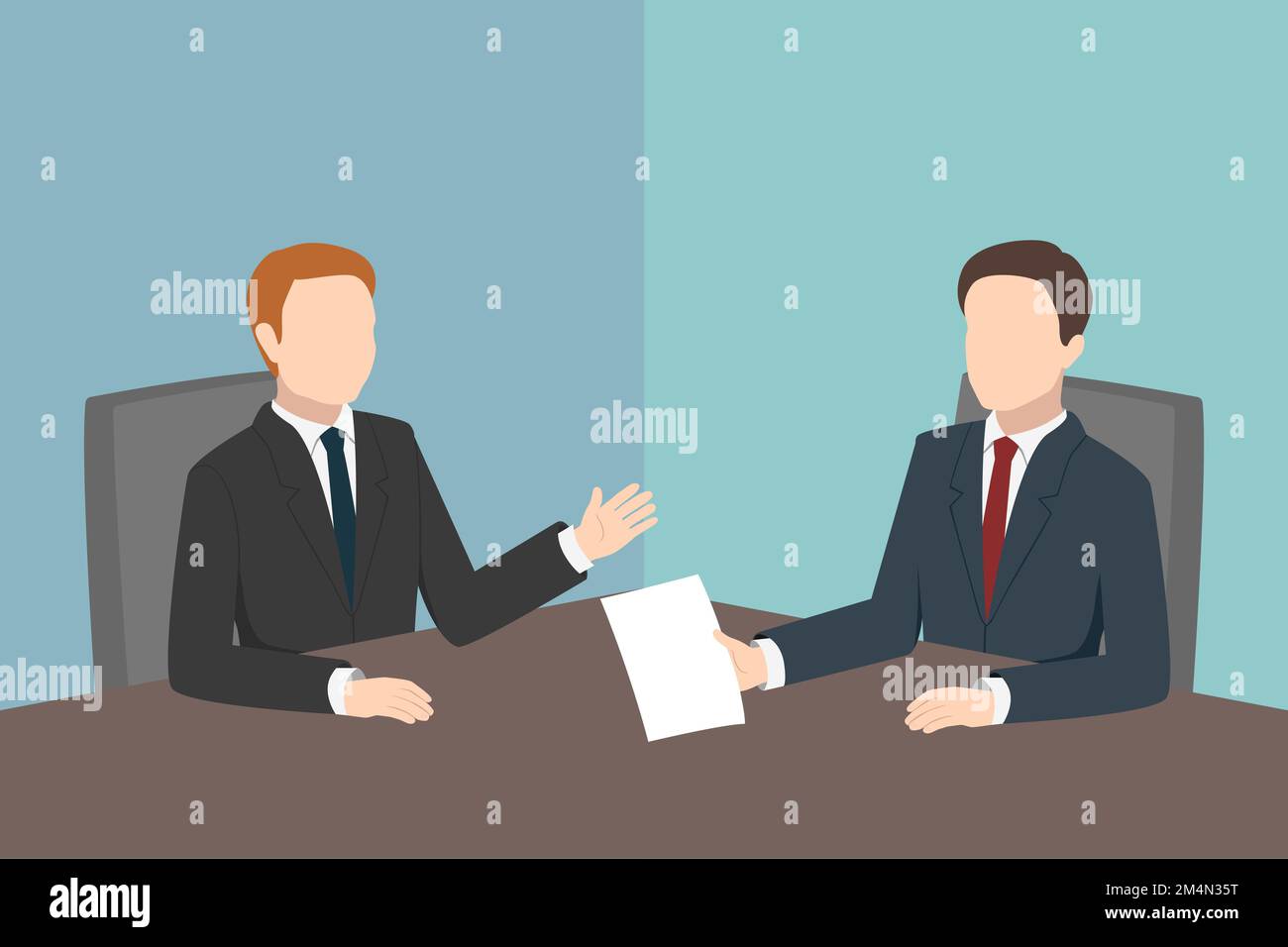 Les partenaires d'affaires discutent de la transaction dans la salle de réunion. Illustration vectorielle. Illustration de Vecteur